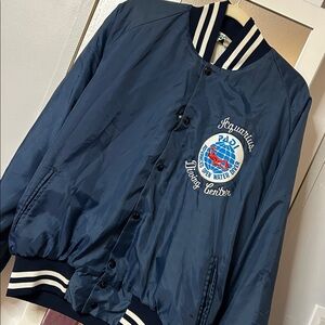 XL vintage Turfer brand baseball jacket Aquarius Diving Center Navy Blue